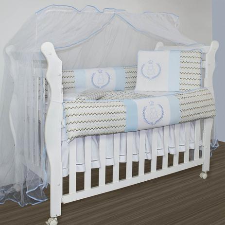 Kit de Berço Baby 09 Peças - Ursinho Chevron Azul - Laura baby Menor preço em Kit de Berço Baby 09 Peças - Ursinho Chevron Azul - Laura baby