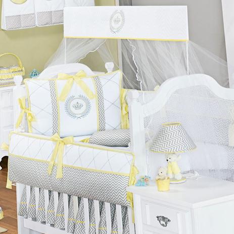 Kit de Berço Chevron Amarelo 09 pçs c/ Mosquiteiro Percal 100 Algodão - Batistela baby Menor preço em Kit de Berço Chevron Amarelo 09 pçs c/ Mosquiteiro Percal 100 Algodão - Batistela baby