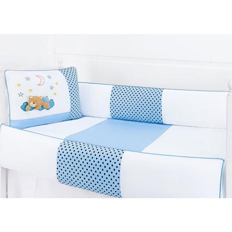 Kit de Berço Soninho Azul 09 peças 100 Algodão Padrão Americano c/ Mosquiteiro - Laura baby Menor preço em Kit de Berço Soninho Azul 09 peças 100 Algodão Padrão Americano c/ Mosquiteiro - Laura baby