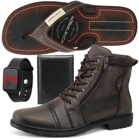Kit de Bota Casual Masculino com Relógio Digital + Chinelo + Carteira - Ferraretto Menor preço em Kit de Bota Casual Masculino com Relógio Digital + Chinelo + Carteira - Ferraretto