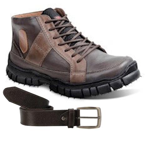 Kit de bota masculina sandro moscoloni harley mais cinto 1570 café coffee é boa?