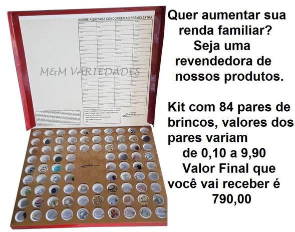Kit de Brincos Bijuterias com 84 pares e Raspadinha - Emily Menor preço em Kit de Brincos Bijuterias com 84 pares e Raspadinha - Emily