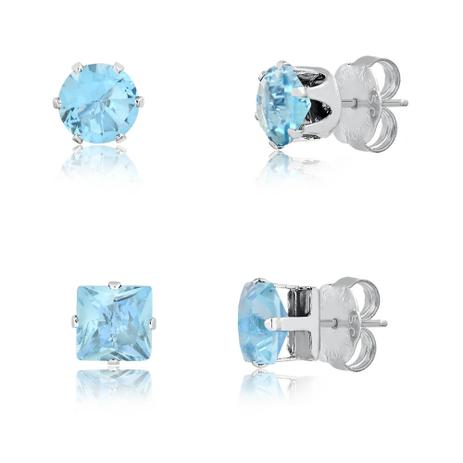 Kit de brincos quadrado e redondo com pedra natural azul claro folheado em ródio branco - 2180000001392 - Francisca joias contemporâneas Menor preço em Kit de brincos quadrado e redondo com pedra natural azul claro folheado em ródio branco - 2180000001392 - Francisca joias contemporâneas
