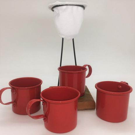 Kit de Café Egoista - Individual - 4 canecas Vermelhas - Demolição - feito a mão - Ceraflame Menor preço em Kit de Café Egoista - Individual - 4 canecas Vermelhas - Demolição - feito a mão - Ceraflame