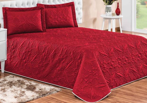 Kit De Cama Casal Queen Colcha Cobreleito Apolo Vermelho - Colleone enxovais Menor preço em Kit De Cama Casal Queen Colcha Cobreleito Apolo Vermelho - Colleone enxovais