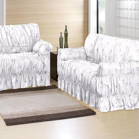 Kit de Capa para Sofá de 2 e 3 Lugares 2 Peças Sultan Realce Charm Folhas Lilás Menor preço em Kit de Capa para Sofá de 2 e 3 Lugares 2 Peças Sultan Realce Charm Folhas Lilás