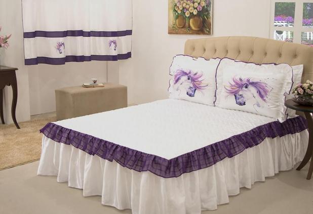 Kit de Colcha Unicórnio Modelo 07 Casal 03 pçs - Deccoralle Menor preço em Kit de Colcha Unicórnio Modelo 07 Casal 03 pçs - Deccoralle