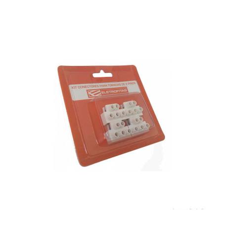 Kit de conectores 3 saídas para fitas elétricas 20A 4 unidades Eletrofita Menor preço em Kit de conectores 3 saídas para fitas elétricas 20A 4 unidades Eletrofita