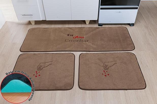 Kit De Cozinha Premium 03 Peças Amo Cozinhar Castor - Guga tapetes é boa?