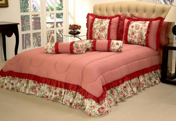 Kit de Edredon Florência Queen 05 peças Vermelho - Deccoralle é boa?