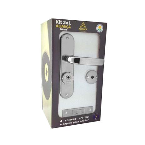 Kit de fechadura tetra externa 2x1 Galaxy 4180 Z-2 cromada Aliança Menor preço em Kit de fechadura tetra externa 2x1 Galaxy 4180 Z-2 cromada Aliança