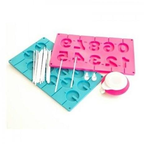 Kit de formas para pirulito sorvete e chocolate em silicone com 2 moldes, aplicador e dosador e 20 - Gimp Menor preço em Kit de formas para pirulito sorvete e chocolate em silicone com 2 moldes, aplicador e dosador e 20 - Gimp