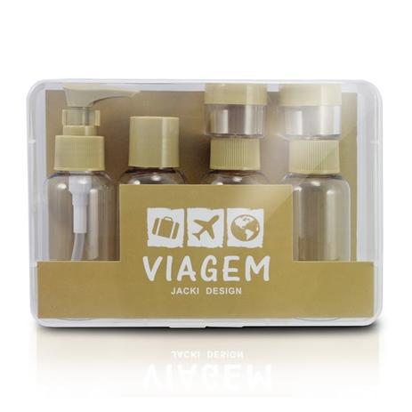 Kit de Frascos para Viagem de 7 Peças Poliestireno Bege - Jacki design Menor preço em Kit de Frascos para Viagem de 7 Peças Poliestireno Bege - Jacki design