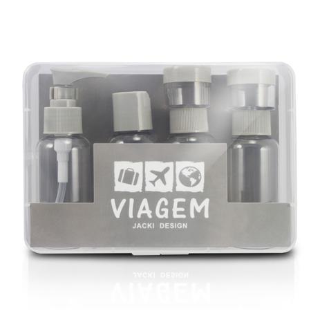 Kit de Frascos para Viagem de 7 Peças Poliestireno Cinza - Jacki design Menor preço em Kit de Frascos para Viagem de 7 Peças Poliestireno Cinza - Jacki design