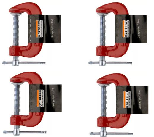 Kit de grampos Tipo C Leve contendo 02 x Grampo 4 polegadas e 02 x Grampo 6 polegadas - Starfer Menor preço em Kit de grampos Tipo C Leve contendo 02 x Grampo 4 polegadas e 02 x Grampo 6 polegadas - Starfer