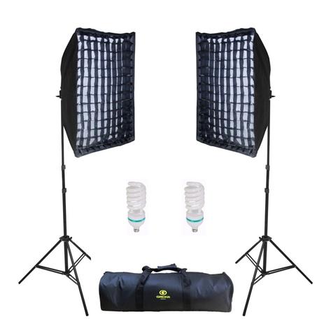 Kit de iluminação contínua AGATA II com grid 110V ou 220V. - Greika Menor preço em Kit de iluminação contínua AGATA II com grid 110V ou 220V. - Greika