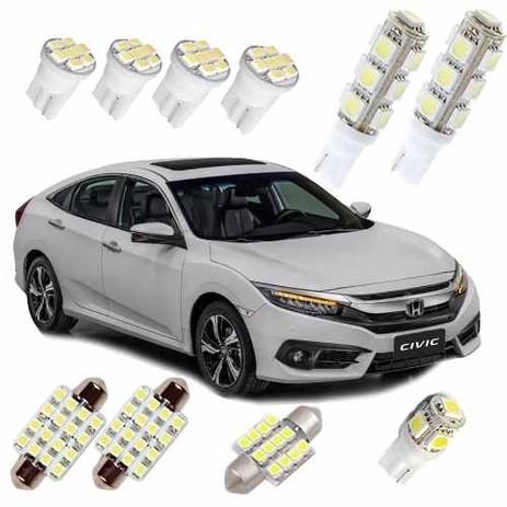 Kit de Lampadas Led Honda New Civic G10 2017 2018 Teto Placa Ré - Mfl Menor preço em Kit de Lampadas Led Honda New Civic G10 2017 2018 Teto Placa Ré - Mfl