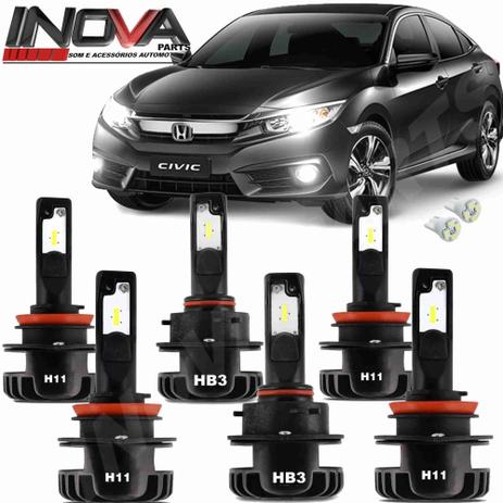 kit de Lampadas Led Plus Honda New Civic 2012 a 2019 Farol Alto Baixo e Milha - Cinoy Menor preço em kit de Lampadas Led Plus Honda New Civic 2012 a 2019 Farol Alto Baixo e Milha - Cinoy