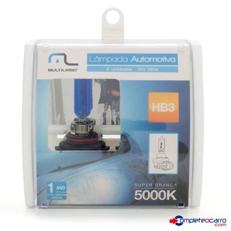 Kit de Lâmpadas Super Branca HB4 5000k 60/55W Multilaser - Efeito Xênon Menor preço em Kit de Lâmpadas Super Branca HB4 5000k 60/55W Multilaser - Efeito Xênon