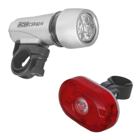 Kit de Lanternas para Bicicleta 5 LEDs Frente e Trazeira HX 8014 - CSR Menor preço em Kit de Lanternas para Bicicleta 5 LEDs Frente e Trazeira HX 8014 - CSR