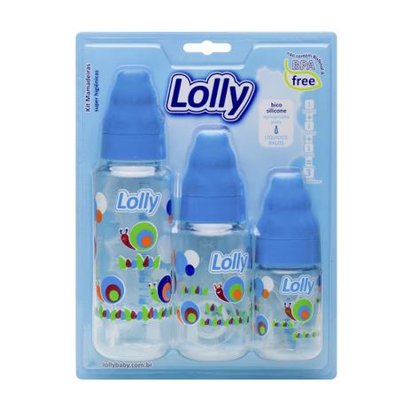 Menor preço em Kit de Mamadeira Zoo 240ml, 150ml e 80ml com bico de silicone R para líquidos ralos, acompanhadas de tampa e rosca na co - Lolly (LOLNI)