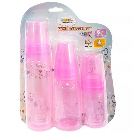 Kit de mamadeiras cefisa color rosa Menor preço em Kit de mamadeiras cefisa color rosa