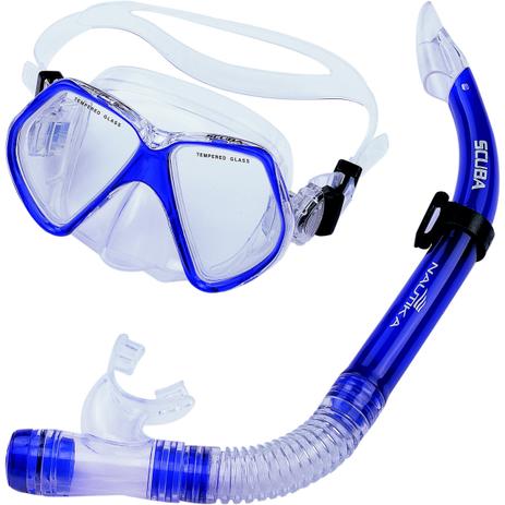 Kit de Mergulho com Máscara de Lente Dupla e Respirador Scuba Azul - Nautika 480750 Menor preço em Kit de Mergulho com Máscara de Lente Dupla e Respirador Scuba Azul - Nautika 480750