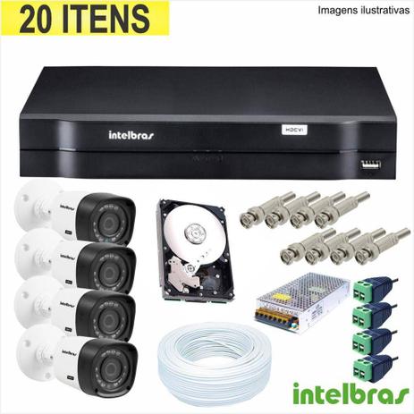 Kit de Monitoramento Intelbras 4 Câmeras Multi HD 1 Megapixel DVR 4 Canais Acesso Remoto Menor preço em Kit de Monitoramento Intelbras 4 Câmeras Multi HD 1 Megapixel DVR 4 Canais Acesso Remoto