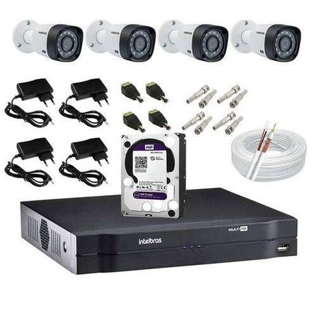 Kit de Monitoramento Intelbras Mhdx 4 Canais c/ 4 Câmeras 1120 Bullet , HD 1 tera WD Purple, fontes, conectores e cabo Menor preço em Kit de Monitoramento Intelbras Mhdx 4 Canais c/ 4 Câmeras 1120 Bullet , HD 1 tera WD Purple, fontes, conectores e cabo