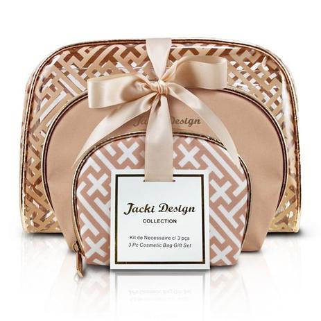 Kit de Necessaire c/ 3 pçs Dourada - Linha Diamante Jacki Design Menor preço em Kit de Necessaire c/ 3 pçs Dourada - Linha Diamante Jacki Design