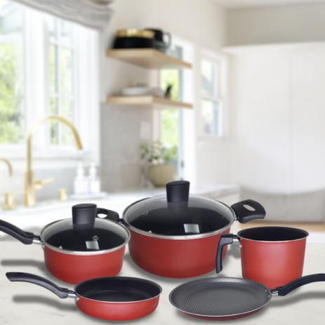 Kit de Panelas Vermelho Enjoy com Tampa de Vidro Casa Dona Antiaderente é boa?