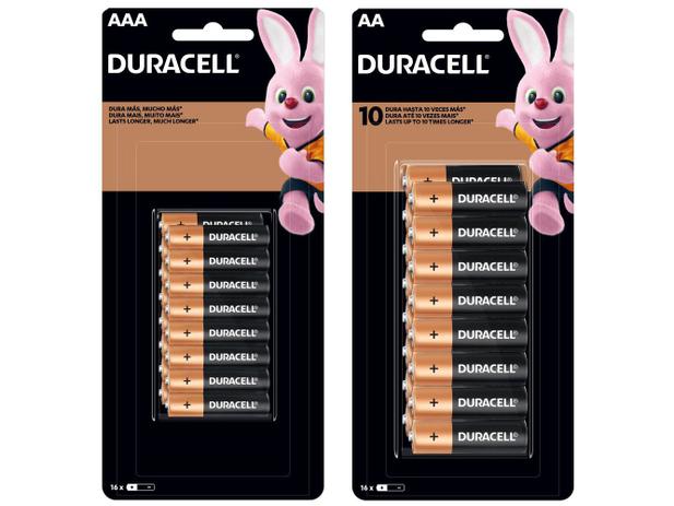 Kit de Pilha AA Pequena + AAA Palito Alcalina - 32 Unidades Duracell