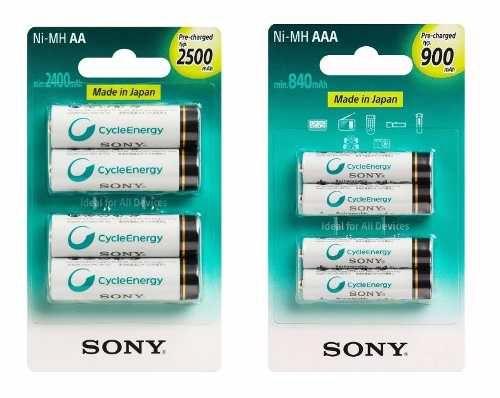 Kit de Pilhas Sony 4 AAA Palito + 4 AA Pequena Recarregável Menor preço em Kit de Pilhas Sony 4 AAA Palito + 4 AA Pequena Recarregável