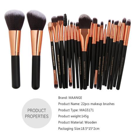 Kit de pincéis para maquiagem maange 22 peças (preto/dourado) Menor preço em Kit de pincéis para maquiagem maange 22 peças (preto/dourado)