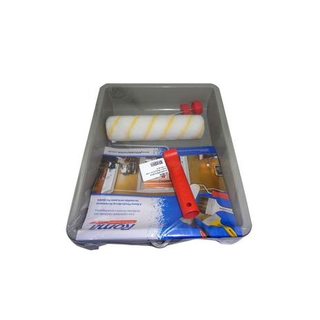 Kit de Pintura 3 Peças - Bandeja Rolo Lã Baixo 23 cm e Cabo - ROMA Menor preço em Kit de Pintura 3 Peças - Bandeja Rolo Lã Baixo 23 cm e Cabo - ROMA
