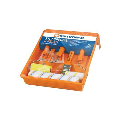Kit de Pintura Especial com 8 Peças Laranja - Metropac Menor preço em Kit de Pintura Especial com 8 Peças Laranja - Metropac