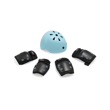 Kit de Proteção Infantil Azul Atrio com Capacete G + Joelheiras e Cotoveleiras M - ES183 Menor preço em Kit de Proteção Infantil Azul Atrio com Capacete G + Joelheiras e Cotoveleiras M - ES183
