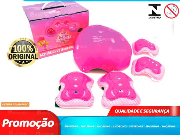 Kit de proteção Infantil Com Capacete Infantil Cotoveleira Joelheira Rosa (1369) - Unitoys Menor preço em Kit de proteção Infantil Com Capacete Infantil Cotoveleira Joelheira Rosa (1369) - Unitoys