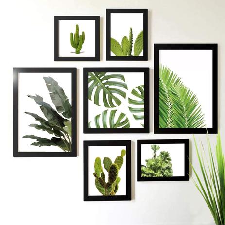 Kit de Quadros Decorativos 7 Peças Folhagens Costela de Adão Los Quadros Preto Menor preço em Kit de Quadros Decorativos 7 Peças Folhagens Costela de Adão Los Quadros Preto