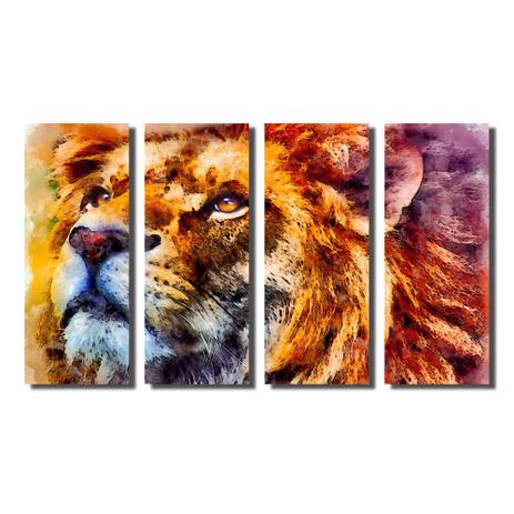 Kit De Quadros Decorativos Pintura Leão Colorido Com Juba - Kiaga é boa?