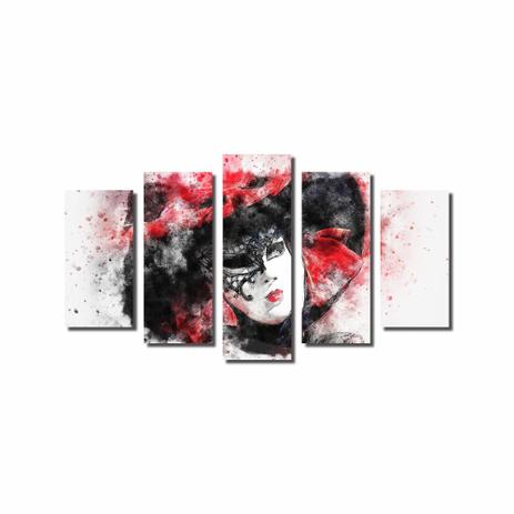 Kit De Quadros Decorativos Pintura Mulher Máscara E Chapéu - Kiaga é boa?