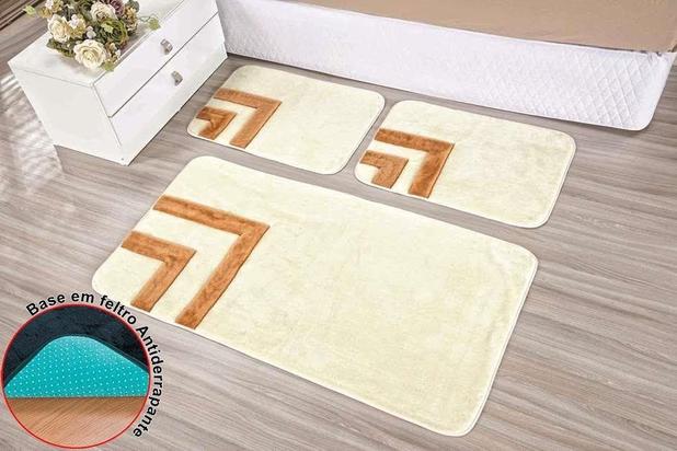 Kit De Quarto Premium Veneza 3 Pçs Palha - Guga tapetes Menor preço em Kit De Quarto Premium Veneza 3 Pçs Palha - Guga tapetes