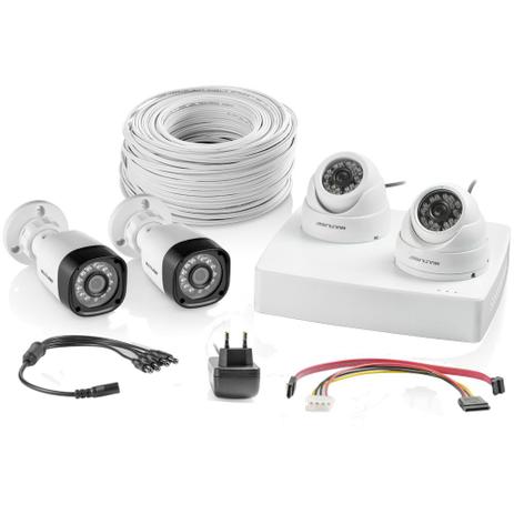 Kit De Segurança CFTV 4 Câmeras HD DVR 4 Canais SE118 - Multilaser Menor preço em Kit De Segurança CFTV 4 Câmeras HD DVR 4 Canais SE118 - Multilaser