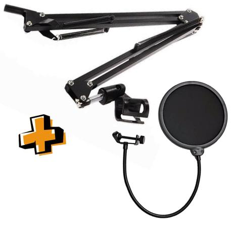 Kit de Suporte de Microfone Articulado para Mesa + Pop Filter profissional - Andaluz Menor preço em Kit de Suporte de Microfone Articulado para Mesa + Pop Filter profissional - Andaluz
