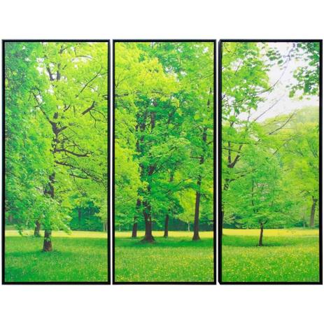 Kit de Telas Decorativas com Moldura Parque com Árvores Floridas Kit com 3 quadros 58x133cm - Decore pronto Menor preço em Kit de Telas Decorativas com Moldura Parque com Árvores Floridas Kit com 3 quadros 58x133cm - Decore pronto