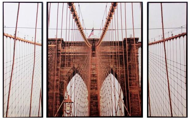 Kit de Telas Decorativas com Moldura Ponte do Brooklyn em Nova Iorque Kit com 3 Quadros - Decore pronto Menor preço em Kit de Telas Decorativas com Moldura Ponte do Brooklyn em Nova Iorque Kit com 3 Quadros - Decore pronto