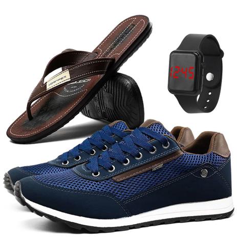 Kit de Tênis Jogger Masculino Sapatênis Casual Esporte Fino com Chinelo e  Relógio Digital - SapatoFran - Kit Masculino - Magazine Luiza