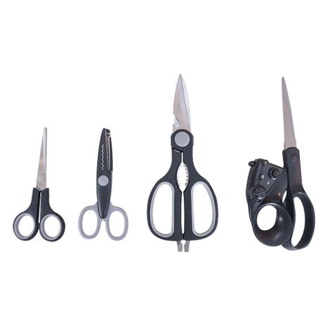 Kit de tesouras aço inox multiuso 4 peças - Titanium Menor preço em Kit de tesouras aço inox multiuso 4 peças - Titanium