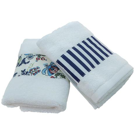 Kit de Toalha Lavabo 02 Peça - Flor Azul - Gira mundo é boa?