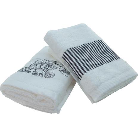 Kit de Toalha Lavabo 02 Peça - Flor Preta - Gira mundo é boa?